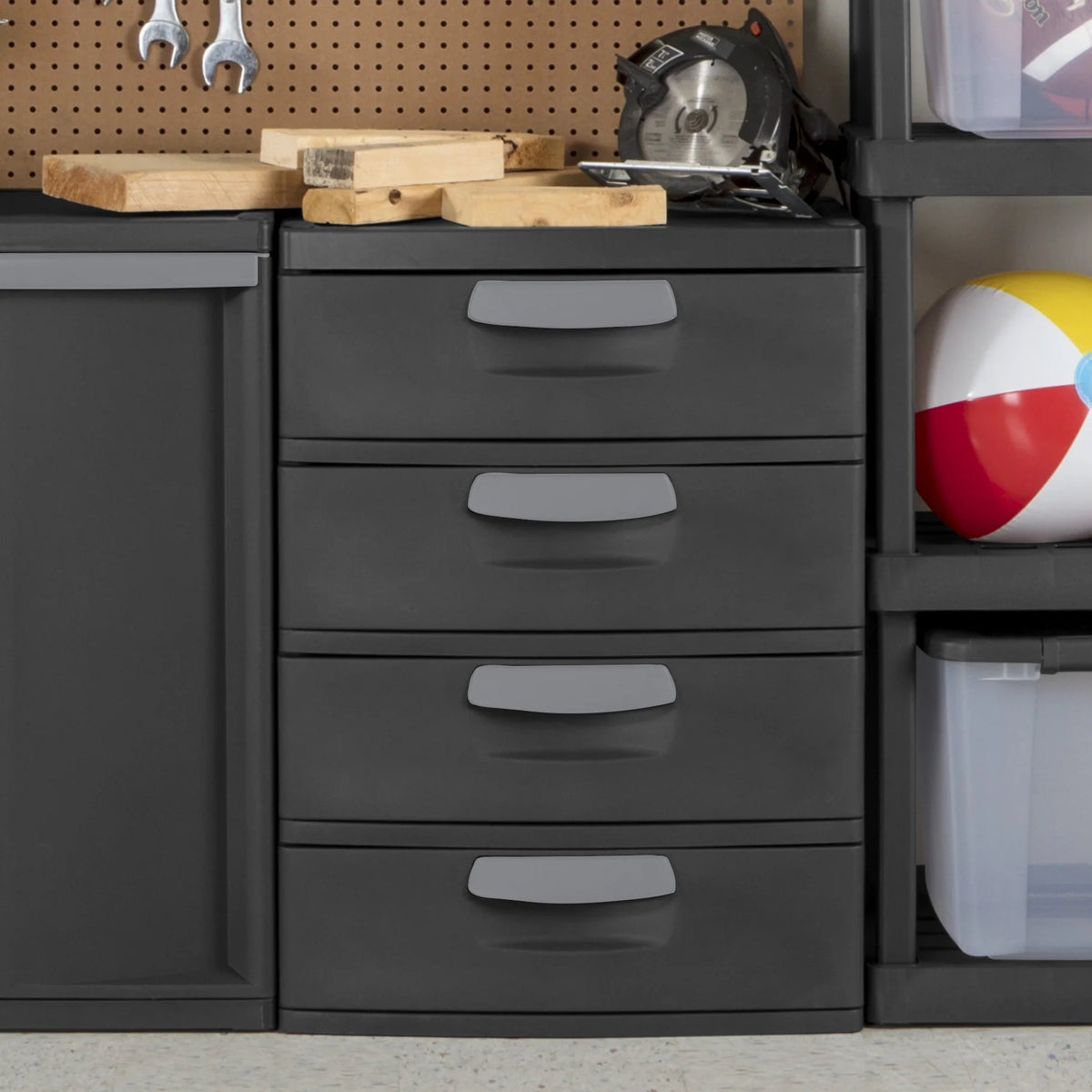 Sterilite 4 Drawer Plastic Storage Unit, Dark Gray, 1 Count - 4 Drawer Unit