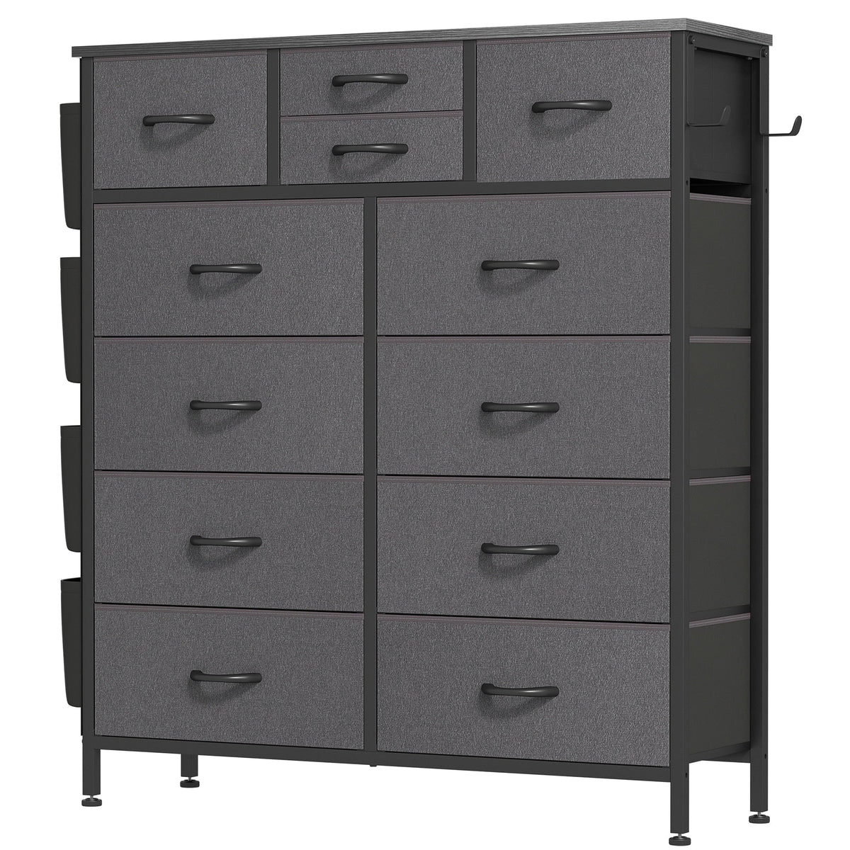 12-Drawer Fabric Dresser With Wood Top And Metal Frame