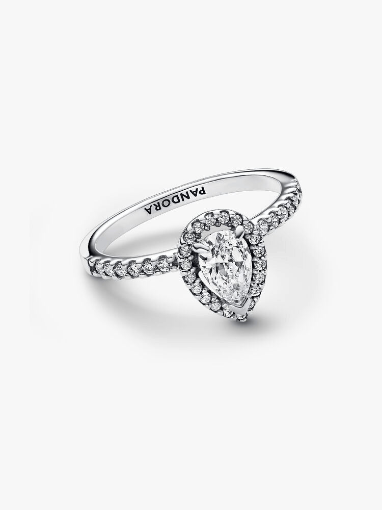 Sparkling Pear Halo Ring