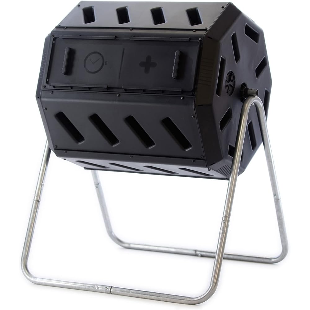 FCMP Outdoor Dual Chamber Tumbling Composter, Black, 37 Gallon - IM4000
