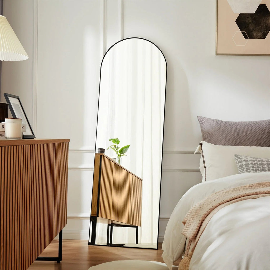 Full-Length Floor Mirror With Stand, Aluminum Alloy Frame - 71x30