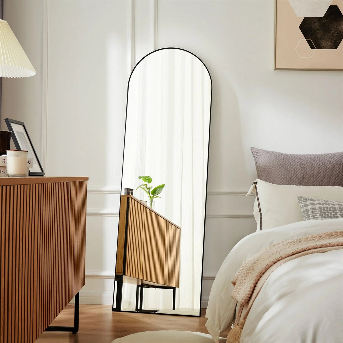 Full-Length Floor Mirror With Stand, Aluminum Alloy Frame - 71x30