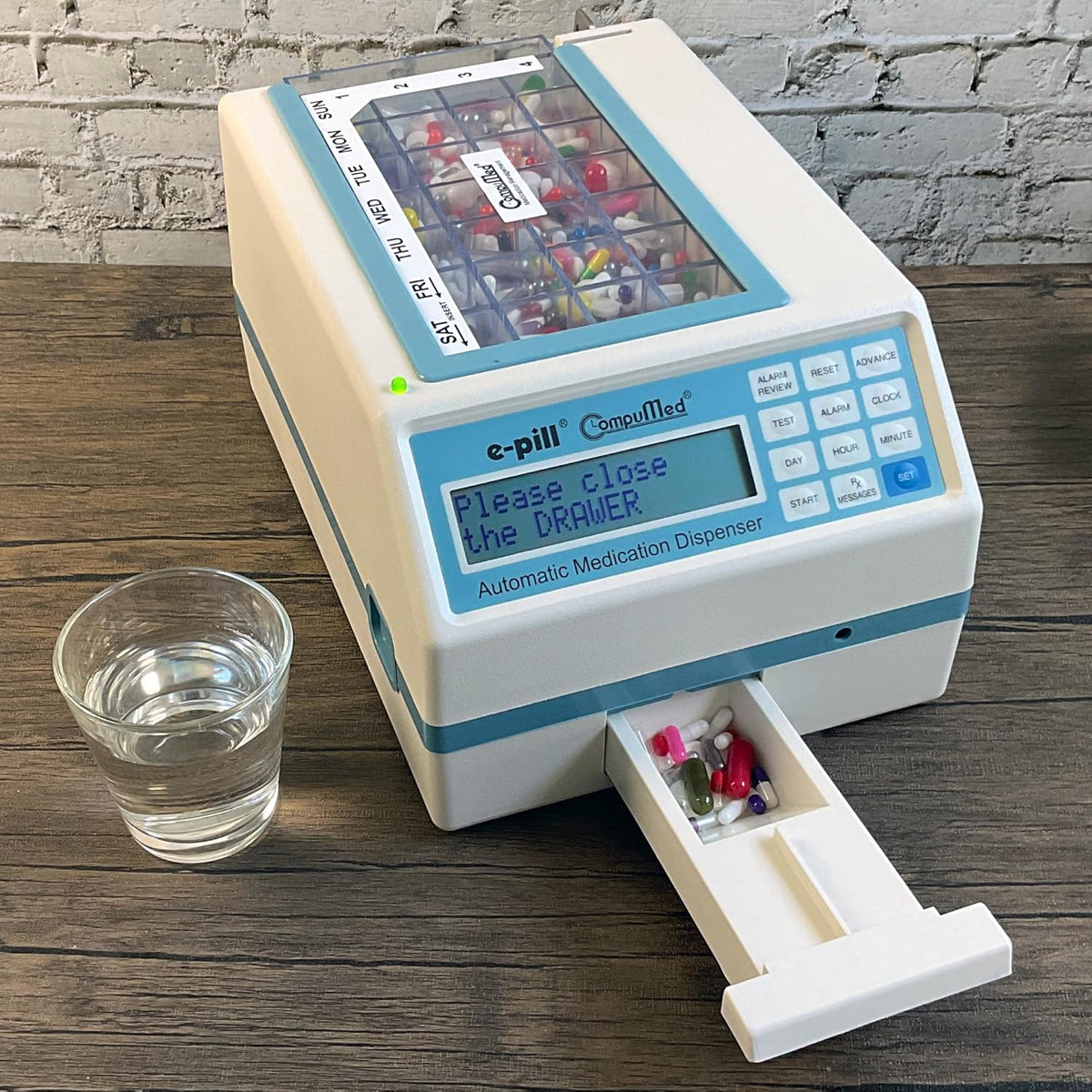 e-pill Automatic Pill Dispenser, Tamper Resistant, AC Powered, 7x4 Weekly Tray - CompuMed