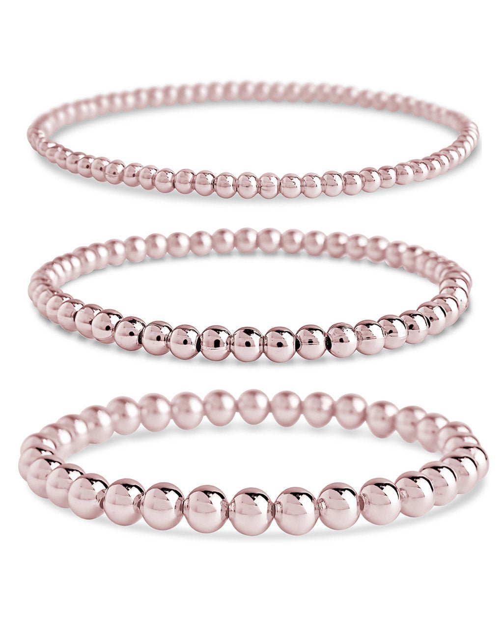 Beaded Stretch Bracelet Sets in Rose Gold