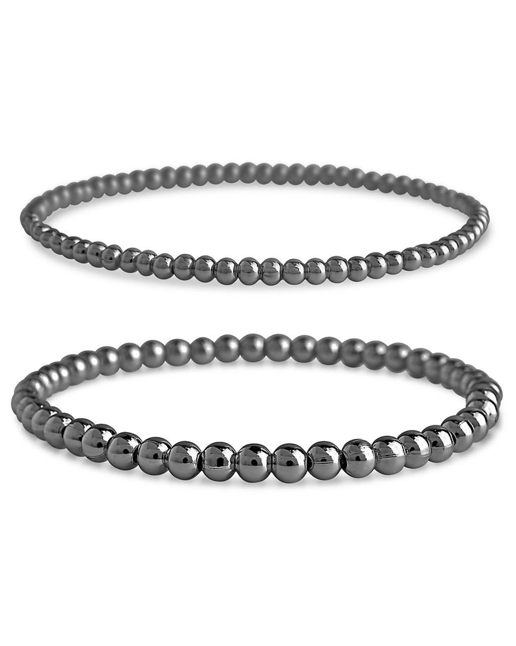 Beaded Stretch Bracelet Sets in Gunmetal