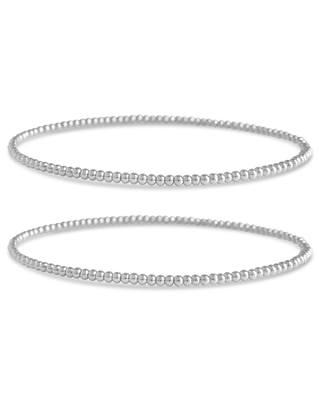 Beaded Stretch Bracelet Sets in Silver