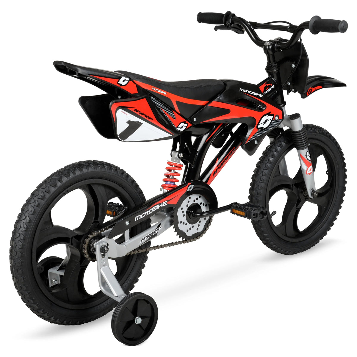 Hyper Bicycles 16 Inch Kids Motobike With Mag Wheels, Training Wheels, Black/Red