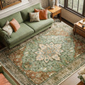 8x10 Washable Floral Medallion Area Rug With Non-Slip Backing