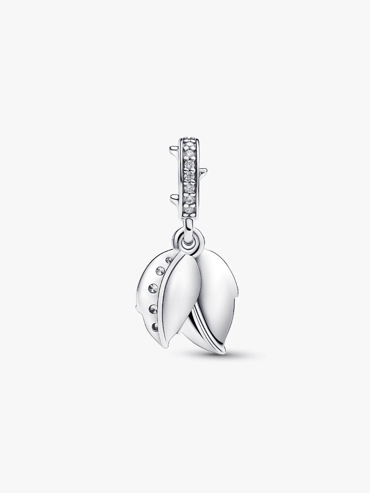 White Rose in Bloom Double Dangle Charm