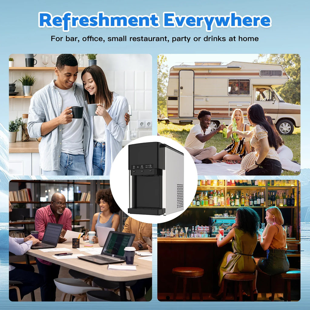 Advwin 3-in-1 Countertop Ice Maker With Cold Water Dispenser And Ice Crusher, 6L, 20kg/24hr