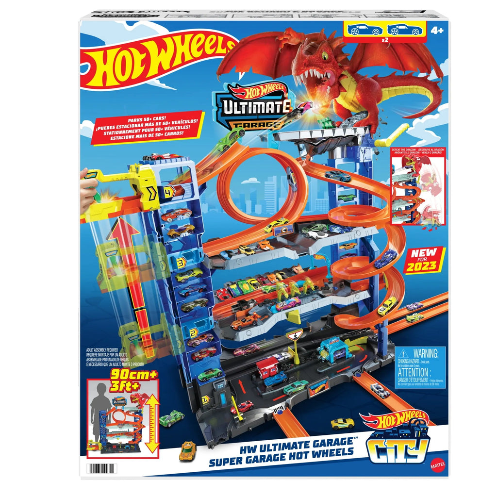 Hot Wheels City Ultimate Garage Playset With 2 Die-Cast Cars, Storage For 50+ Cars, Child Age 4-8