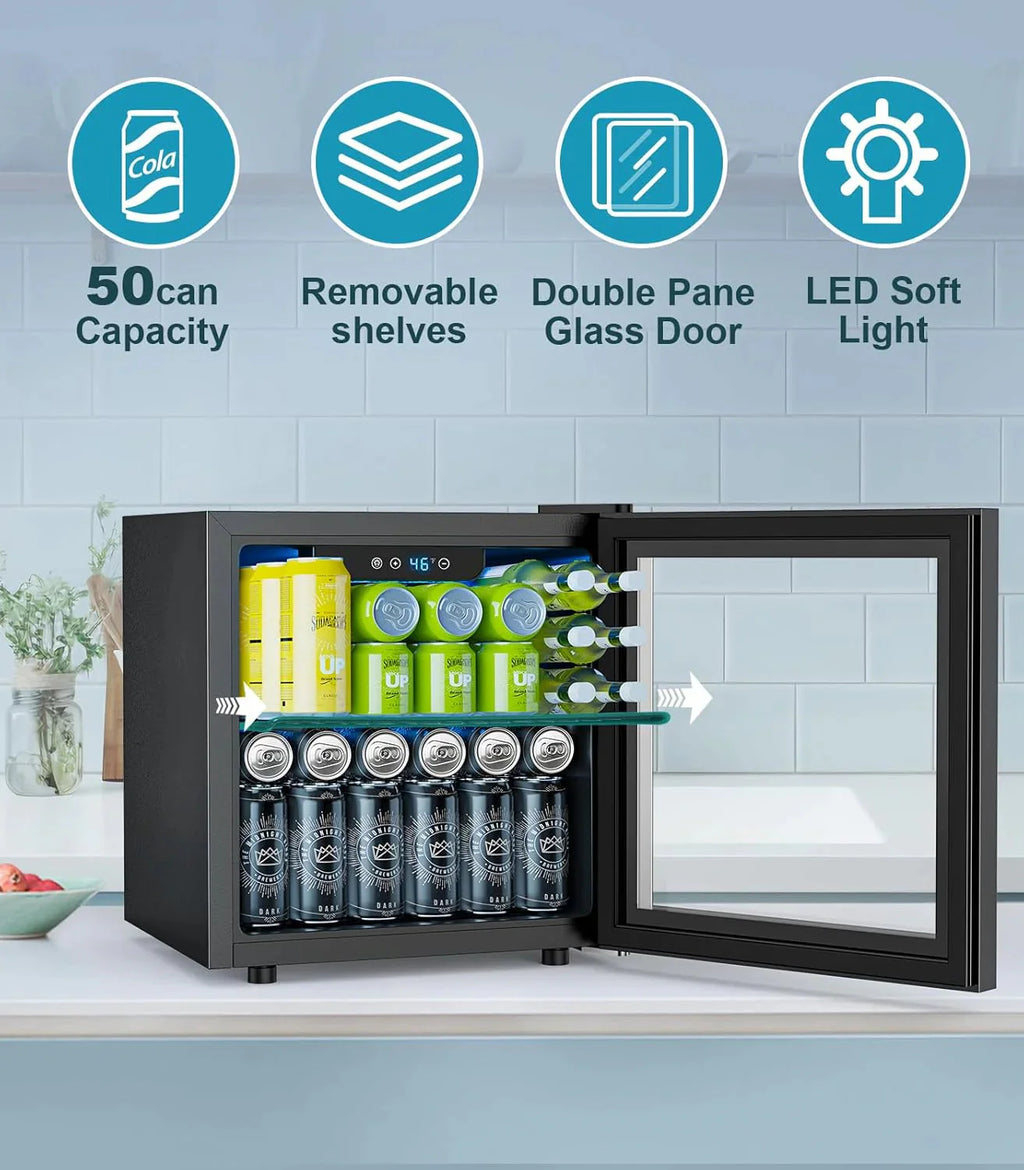 Electactic 3.2 Cu Ft 130 Can Beverage Refrigerator Cooler, Black, 19.29 x 17.32 x 30.79 inches - JC-90