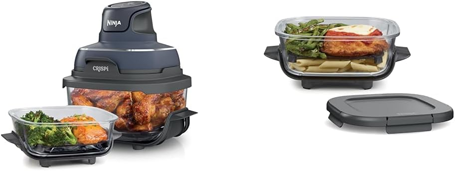 Ninja Crispi 4-in-1 Portable Glass Air Fryer Cooking System, 1500W, 4 QT And 6-Cup Containers