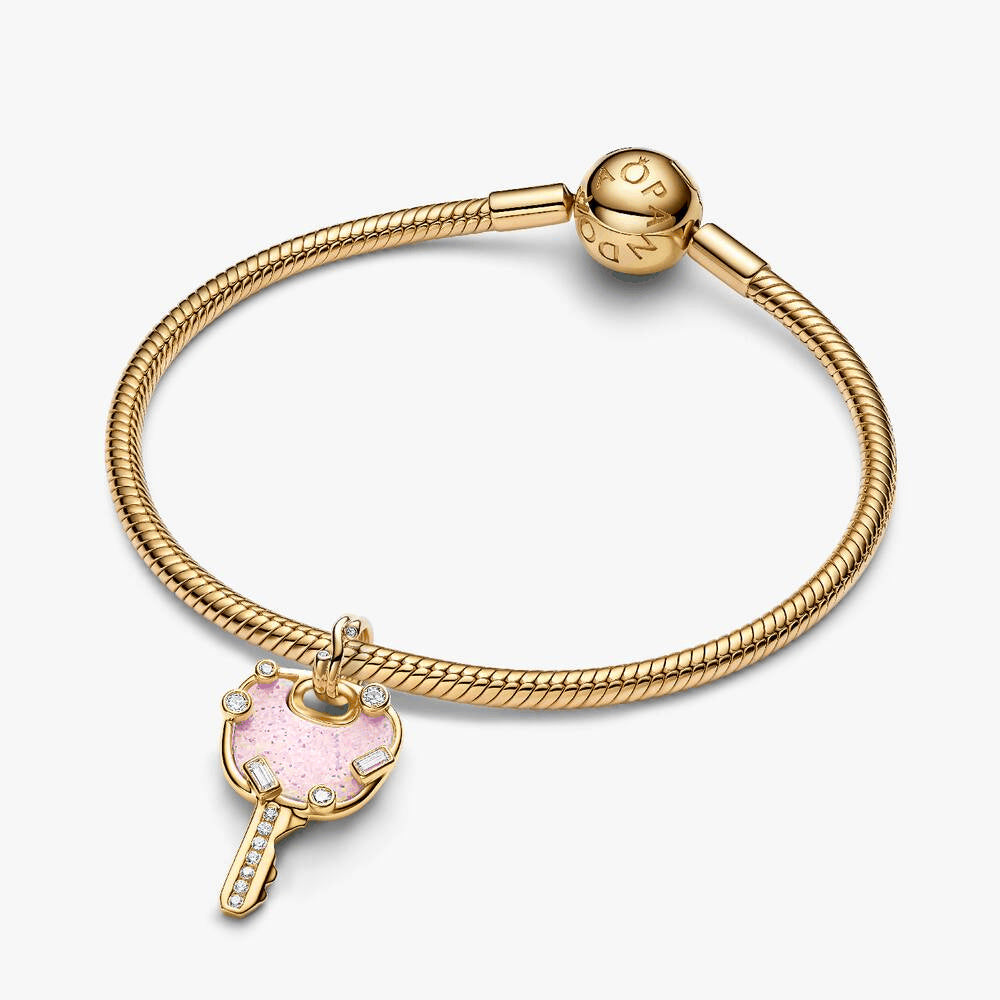 Opalescent Pink Love Key Large Dangle Charm