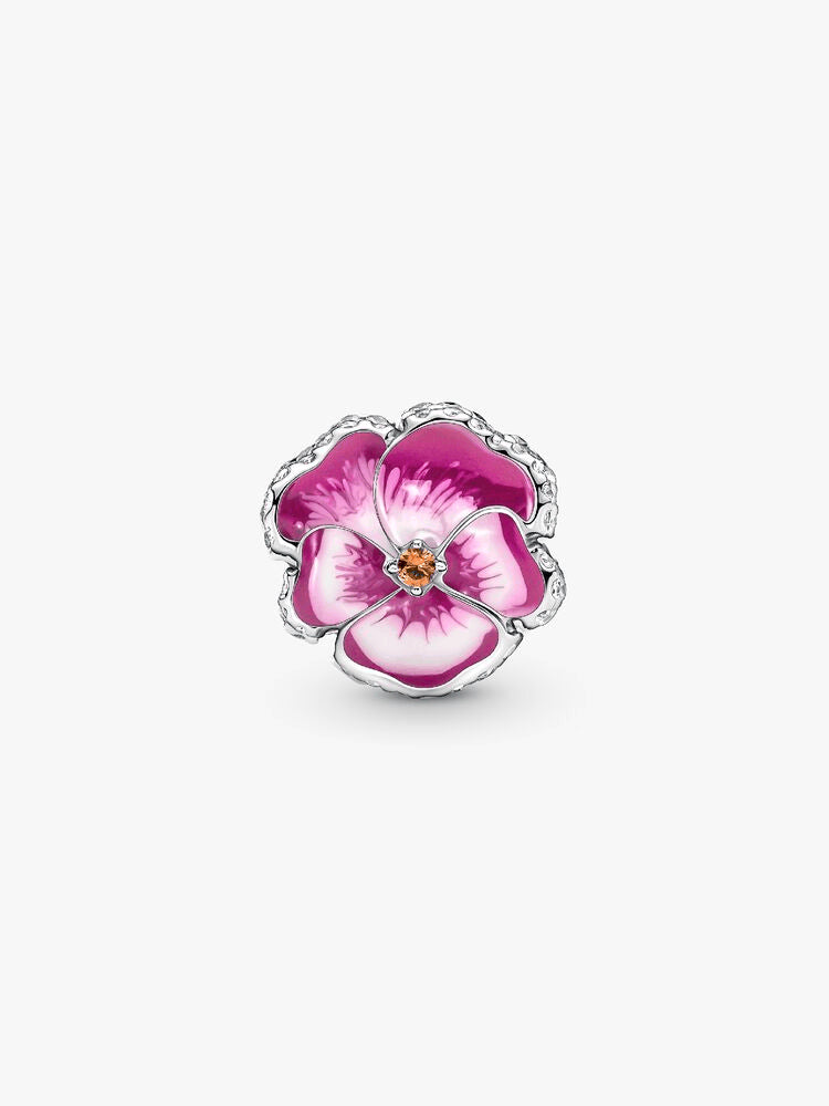 Pink Pansy Flower Charm