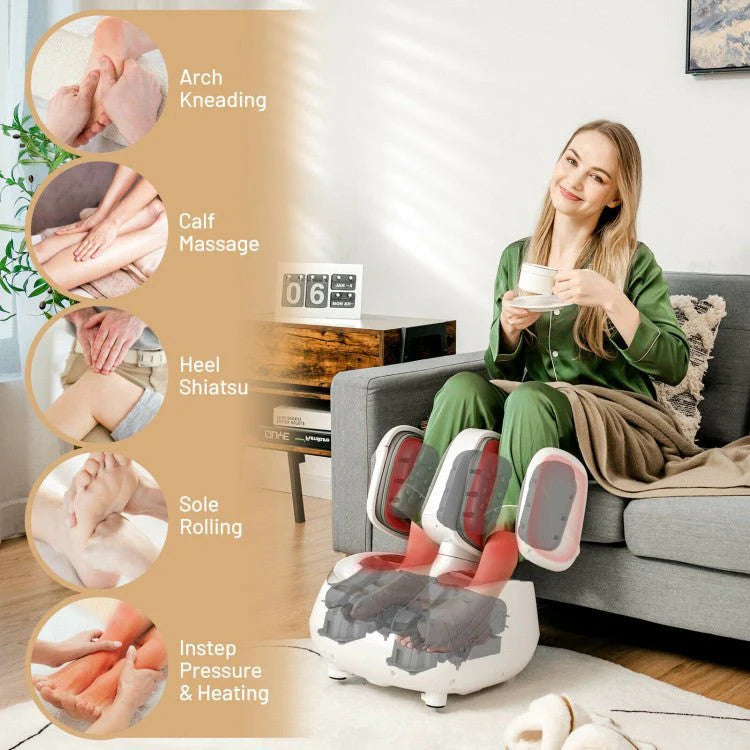2-In-1 Electric Shiatsu Foot And Calf Massager With Heat, White - 16in x 16in x 14in / 17in x 10in x 9in