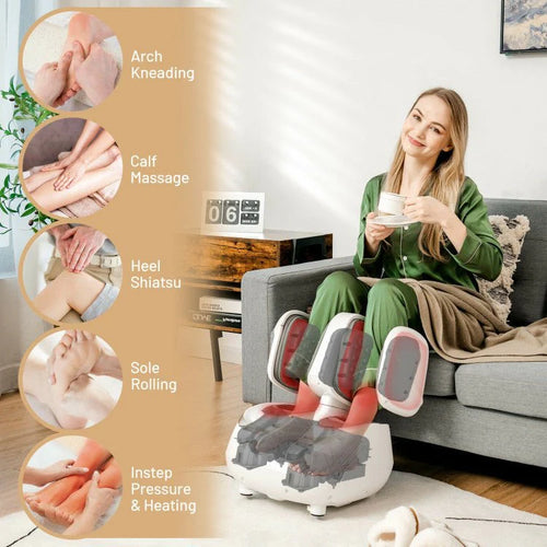 2-In-1 Electric Shiatsu Foot And Calf Massager With Heat, White - 16in x 16in x 14in / 17in x 10in x 9in