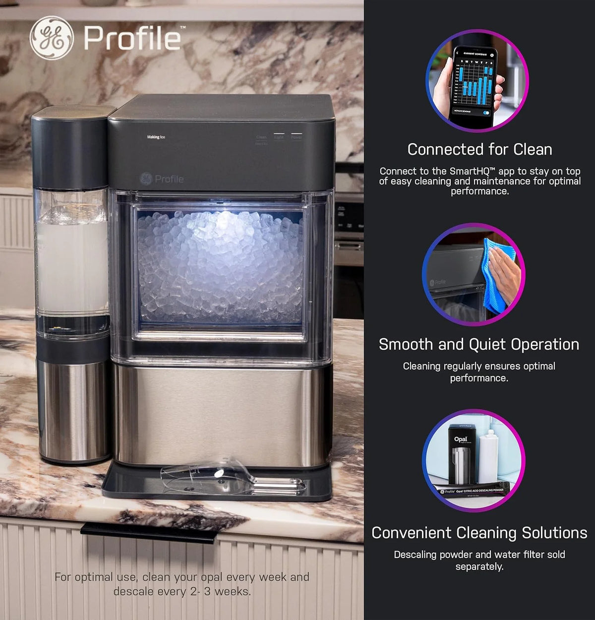 GE Profile Opal 2.0 XL Countertop Nugget Ice Maker, 1 Gallon Tank, 38 Lbs In 24 Hours - XPIOX3SCSS