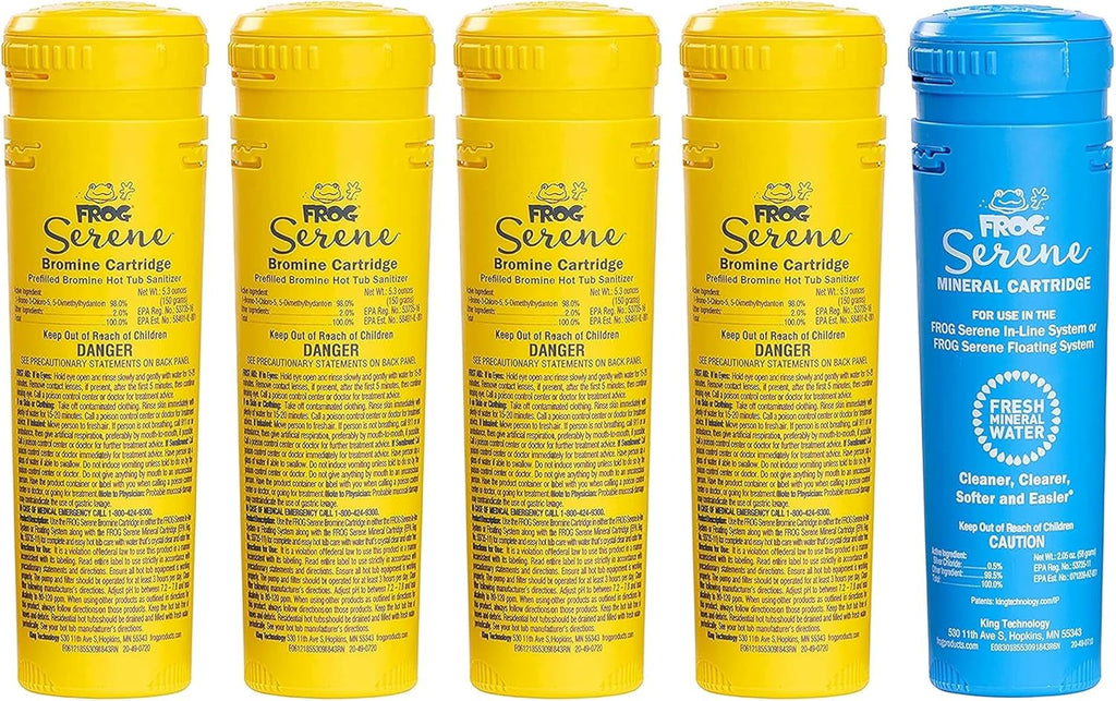 FROG Serene Replacement Mineral and Bromine Cartridge Kit for use with Hot Tub FROG Serene Floating Sanitizing System - Prefilled for Quick & Easy Hot Tub Maintenance - 4 Month Bundle