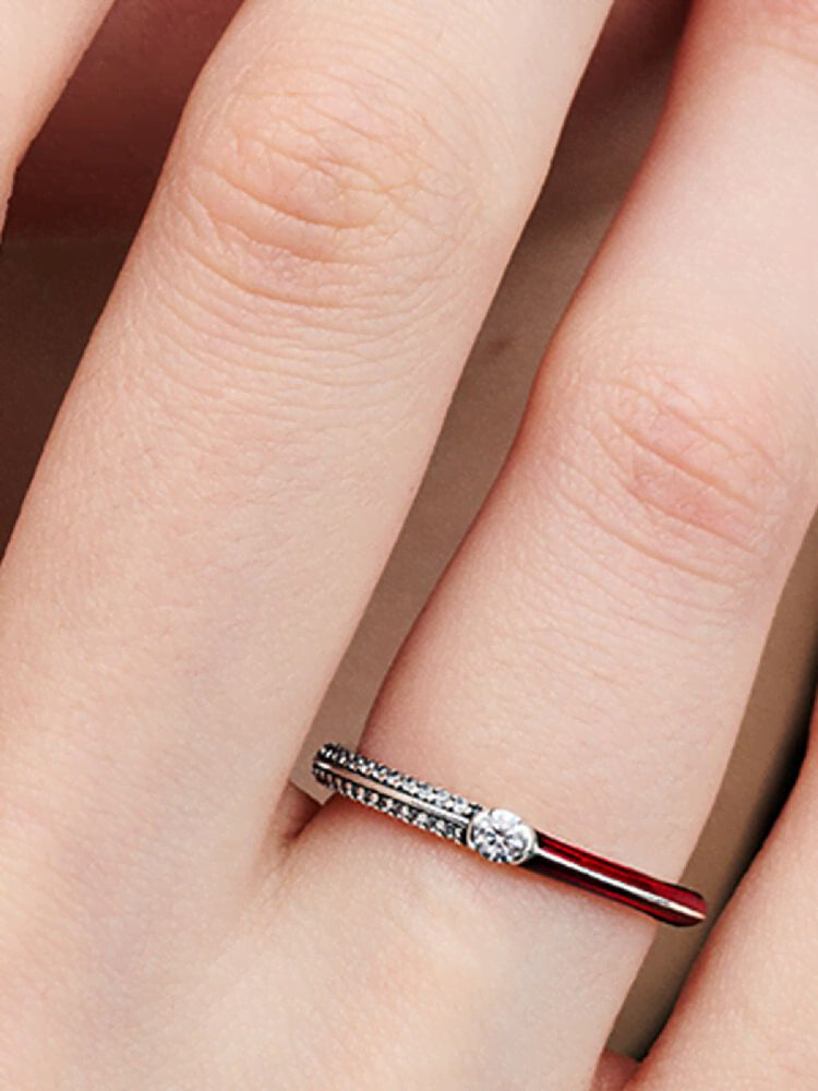 Pandora ME Pavé & Red Dual Ring