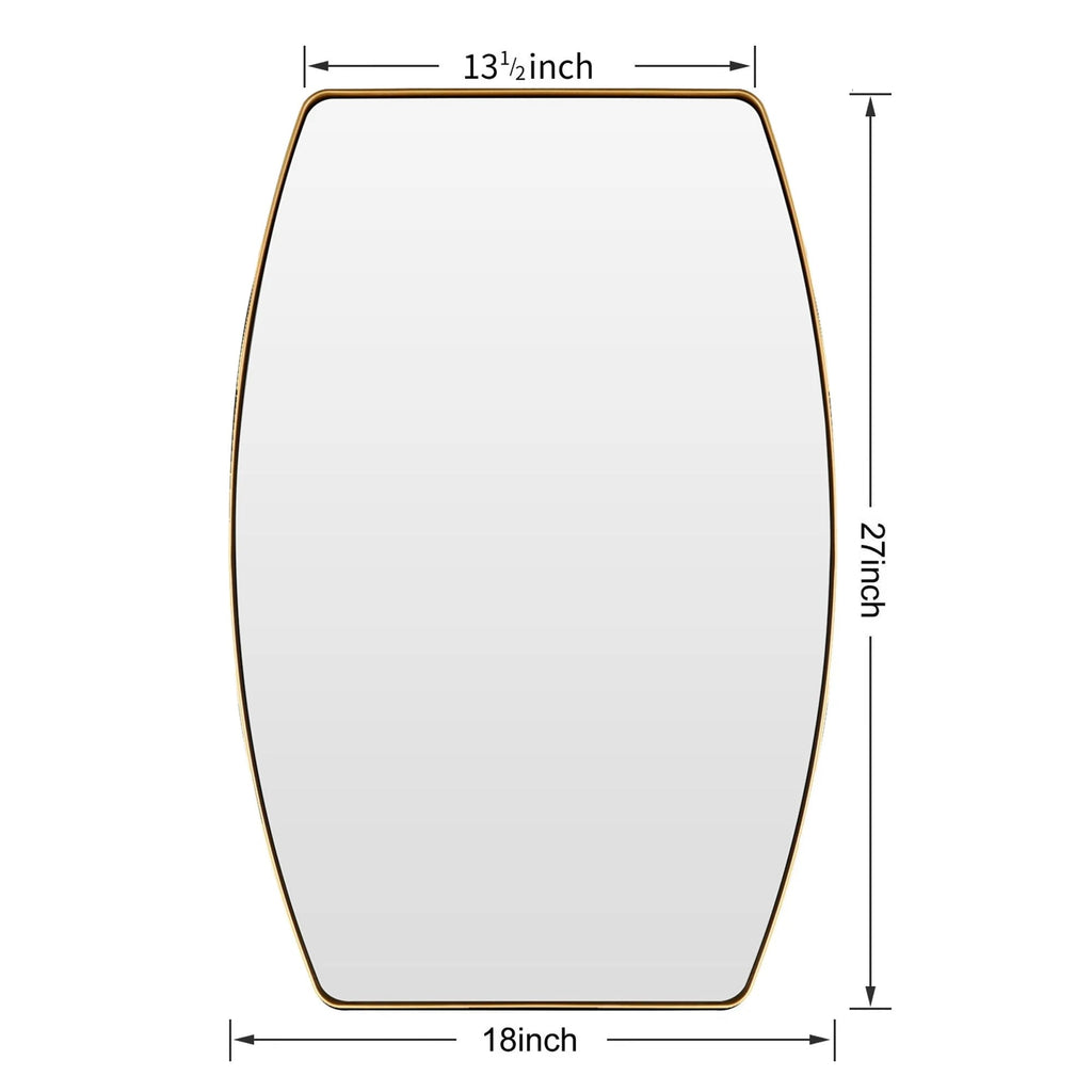 Oblong Metal Wall Mirror, 18 or 24 - Black, Gold, or Silver