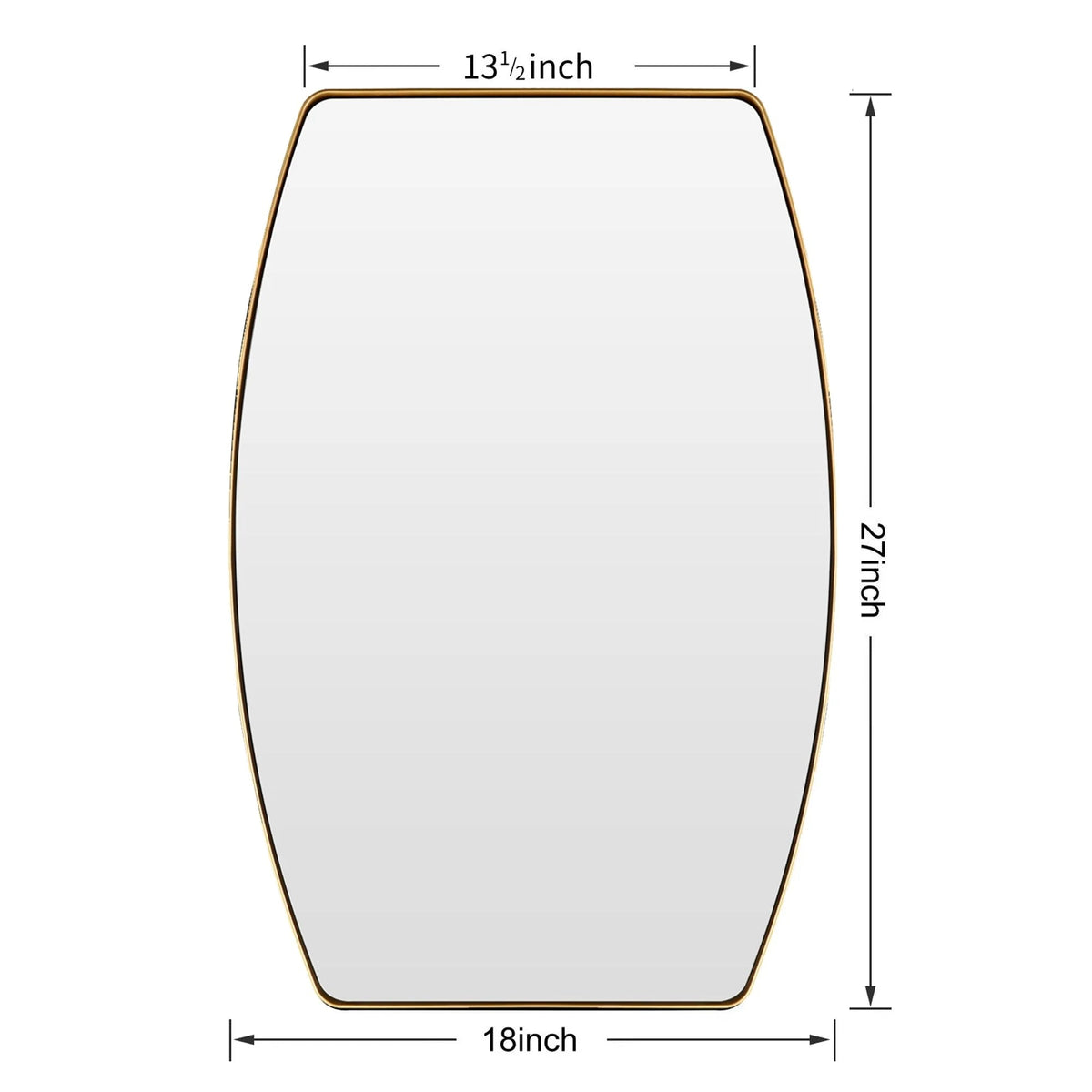 Oblong Metal Wall Mirror, 18 or 24 - Black, Gold, or Silver