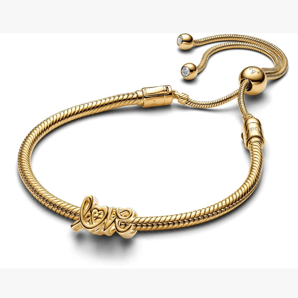 Golden Love Script Charm Bracelet Set