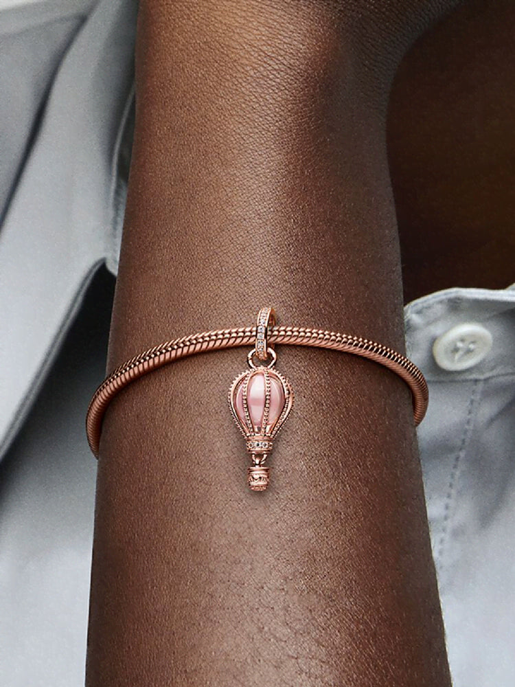 Sparkling Pink Hot Air Balloon Dangle Charm