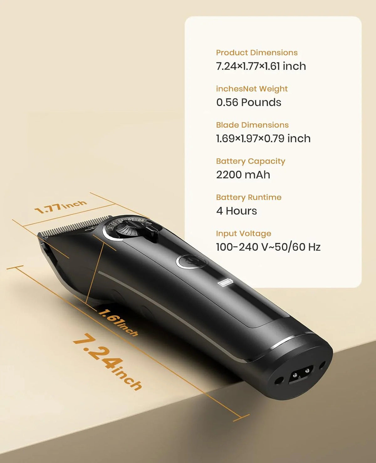 Dog Grooming Clippers With 4 Guide Combs - 6500 RPM