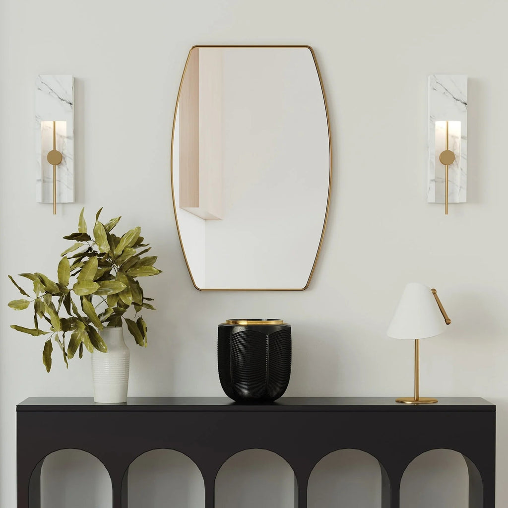 Oblong Metal Wall Mirror, 18 or 24 - Black, Gold, or Silver