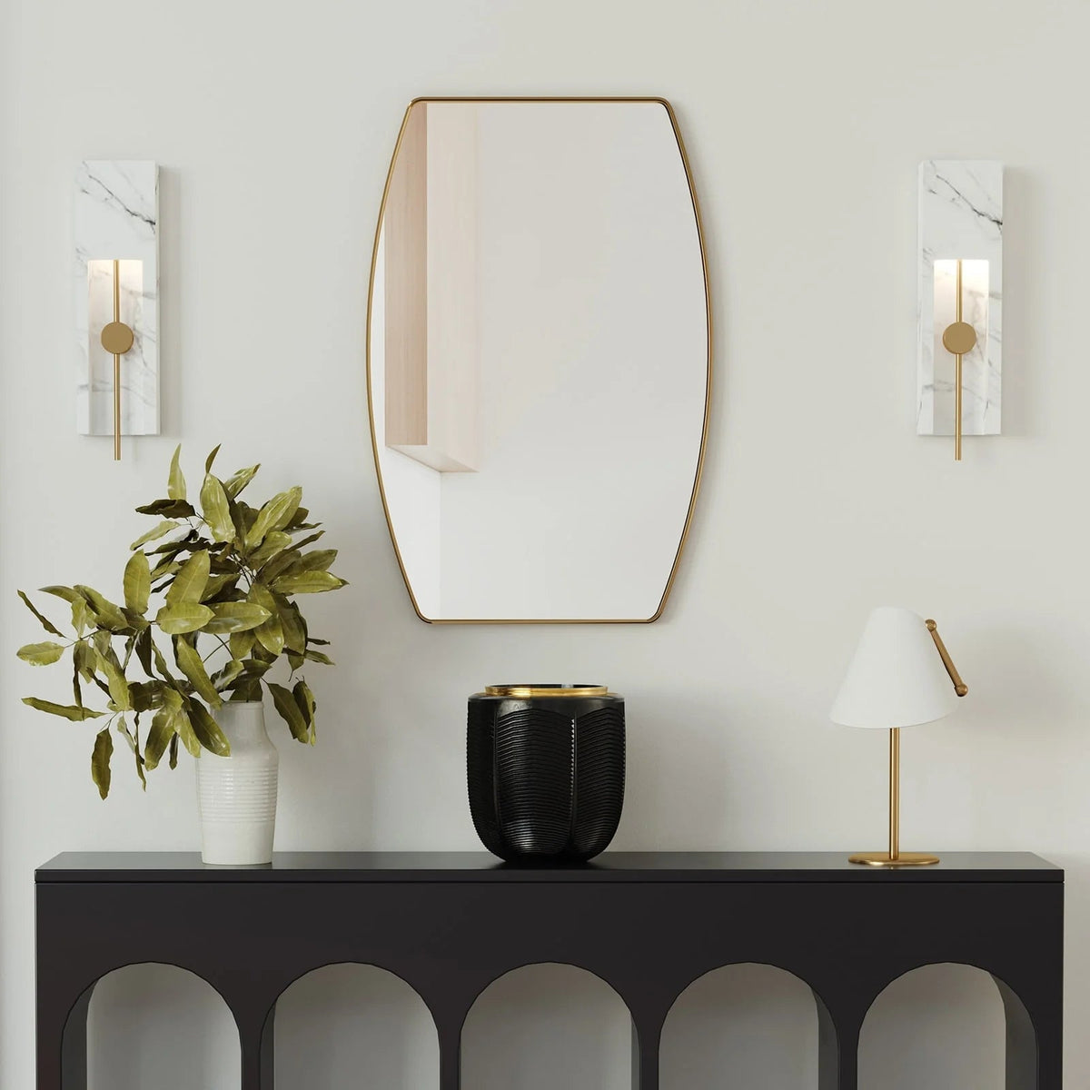 Oblong Metal Wall Mirror, 18 or 24 - Black, Gold, or Silver