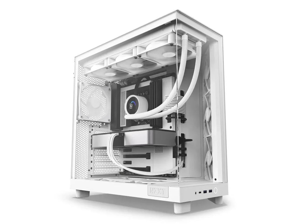 NZXT H6 Flow Compact Dual-Chamber Mid-Tower Airflow Case, White - CC-H61FW-01