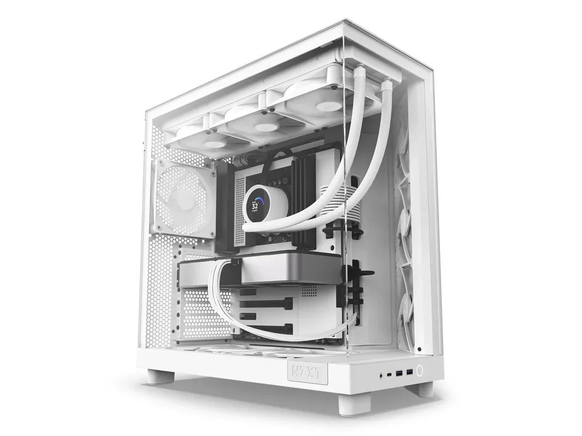 NZXT H6 Flow Compact Dual-Chamber Mid-Tower Airflow Case, White - CC-H61FW-01