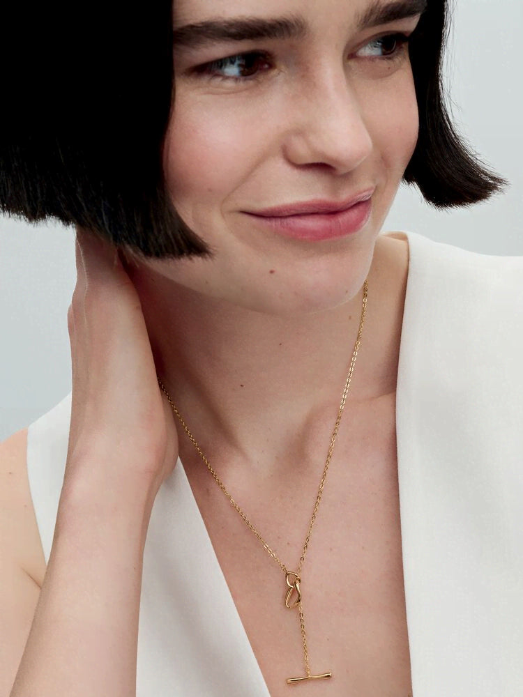 Organically Shaped Circles T-bar Necklace