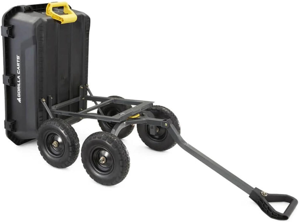 Poly Dump Garden Cart With No-Flat Tires, 7 Cubic Feet, 1200-Pound Capacity, Black - 7GCG-NF