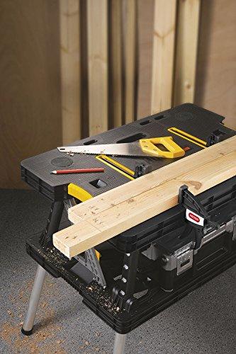Keter Folding Work Table, 1000 lbs Capacity, Two 12 in Clamps, Black/Yellow - 197283