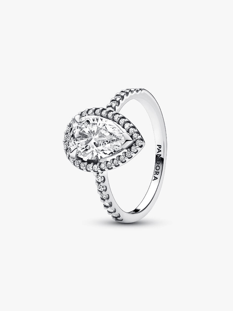 Sparkling Pear Halo Ring