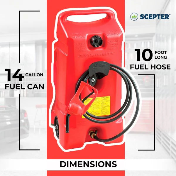 Scepter Flo N' Go DuraMax Portable Gas Fuel Tank With Pump, 14 Gallon, 2 Pack, Red