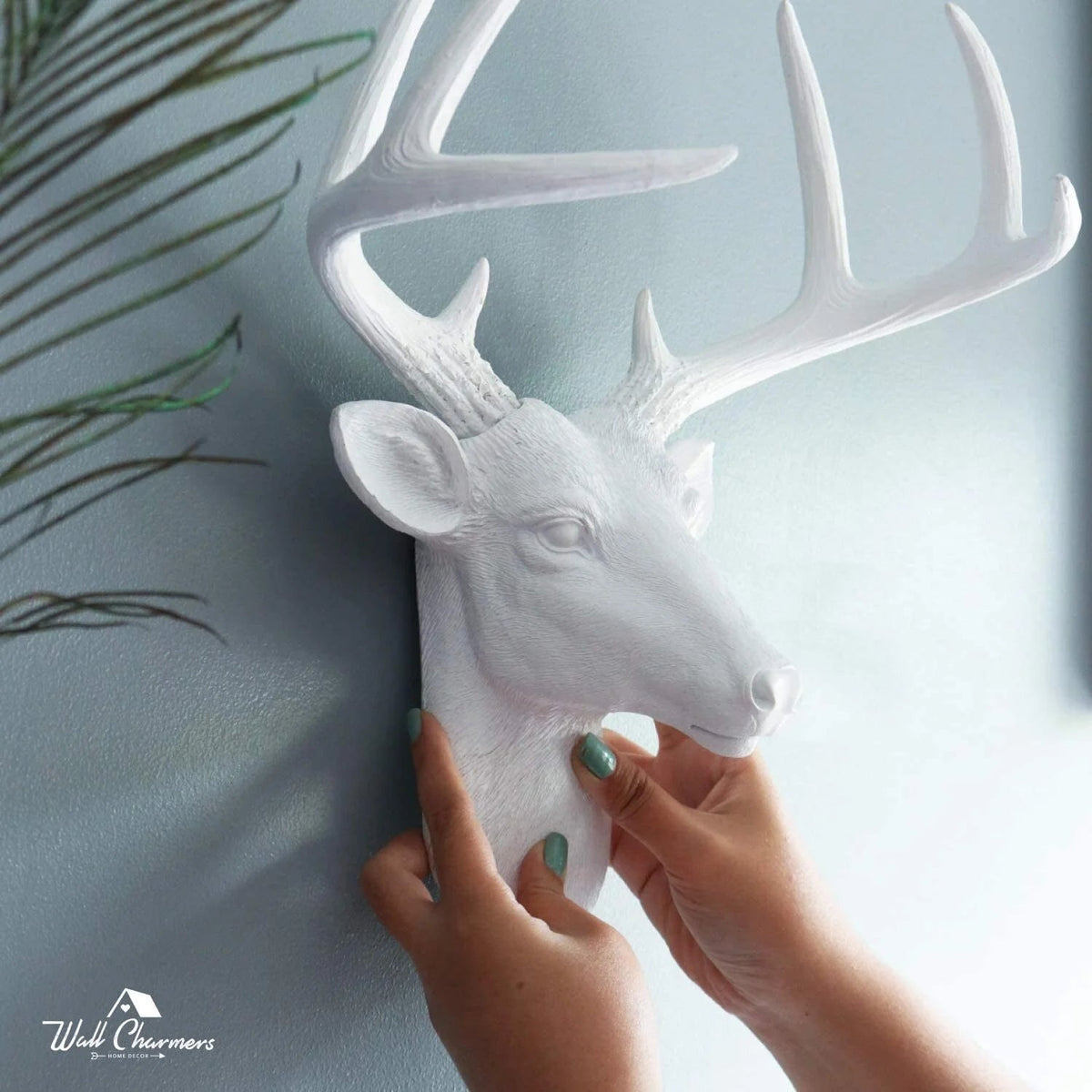 White Resin Deer Head Wall Decor With Antlers - Mini / Large
