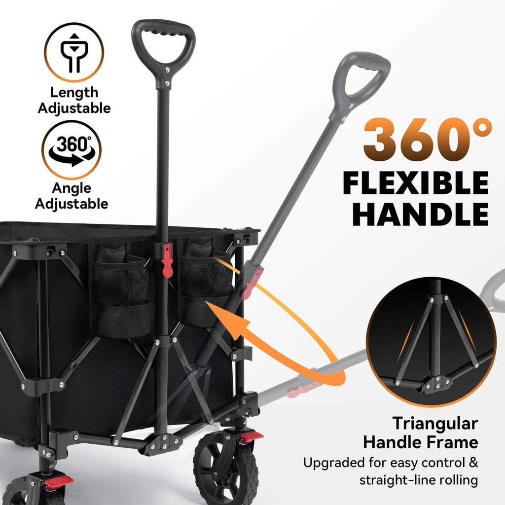 Collapsible Utility Wagon Cart, 330 LBS, All-Terrain - Adjustable Handle