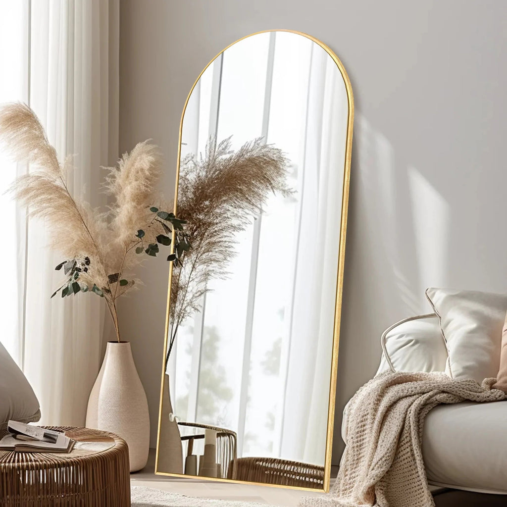 Arched Full Length Floor Mirror With Aluminum Alloy Frame - 65x22, 71x24, 71x28, 71x32