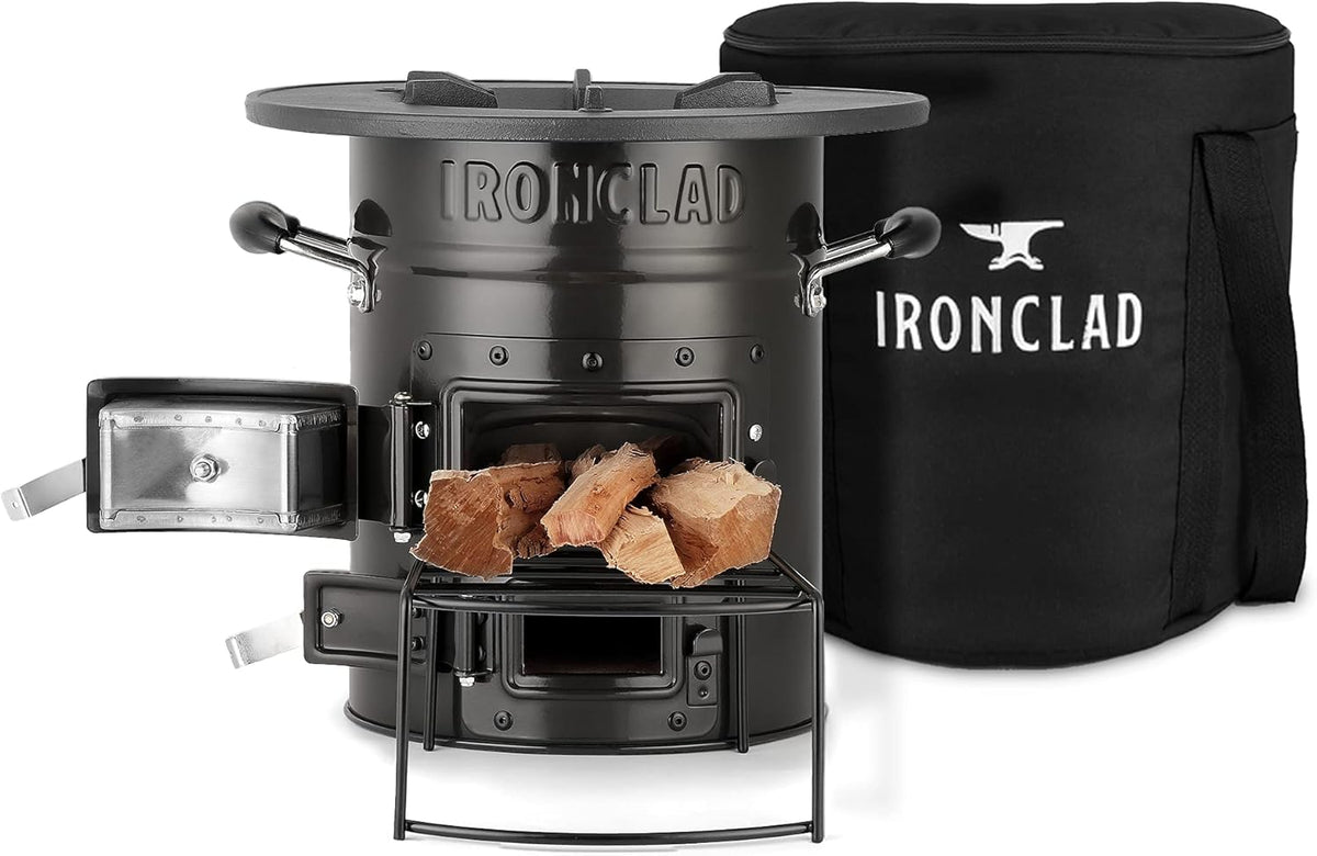 Ironclad Supply Rocket Wood Stove, Cast Iron, Military Black