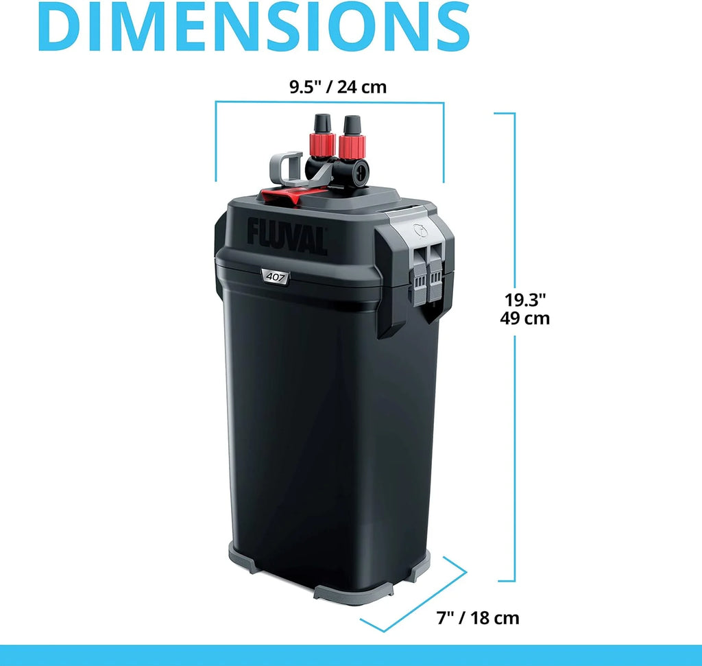 Fluval Aquarium Canister Filter, Black, Up To 100 Gallons - 407 A450
