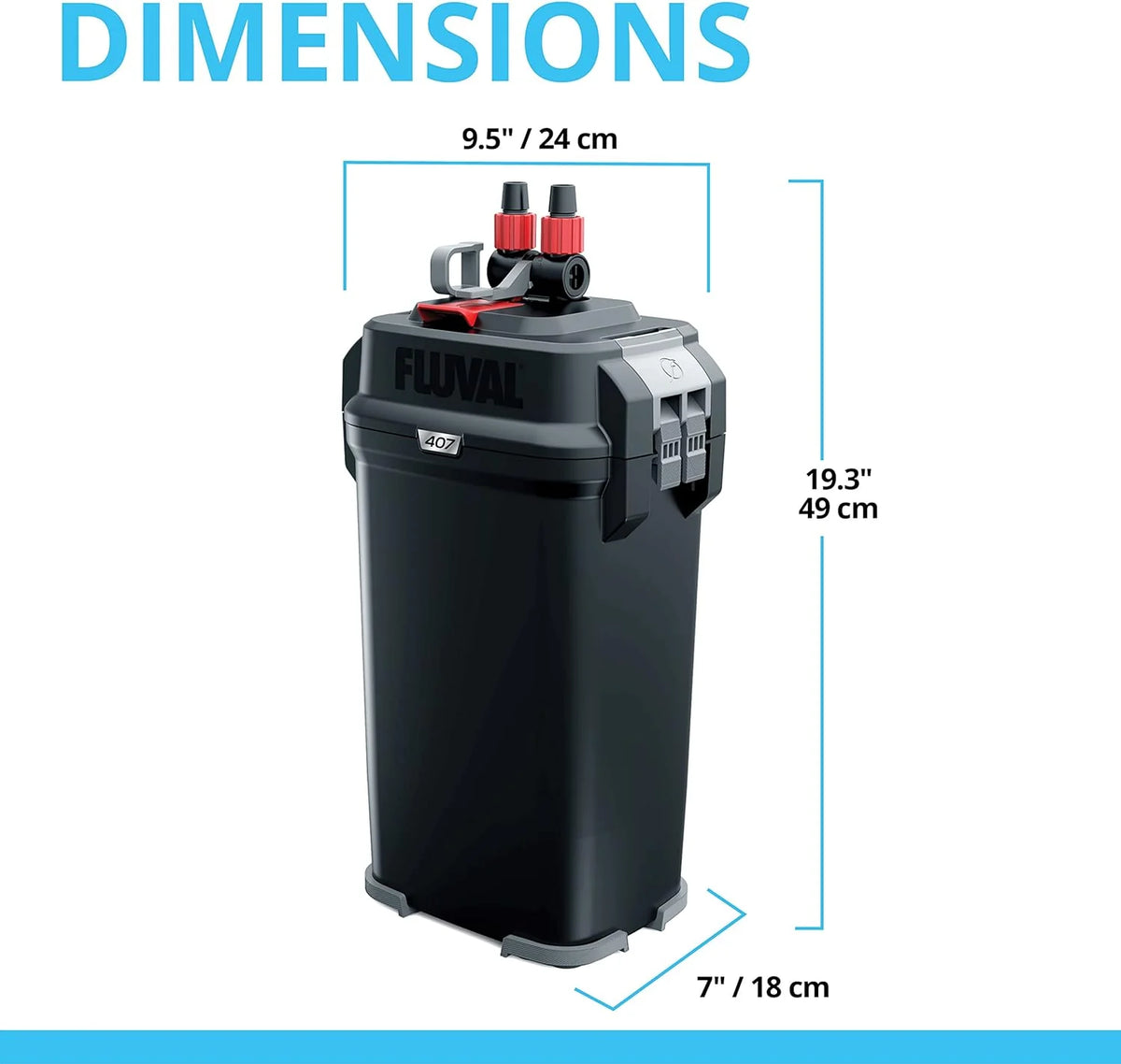 Fluval Aquarium Canister Filter, Black, Up To 100 Gallons - 407 A450