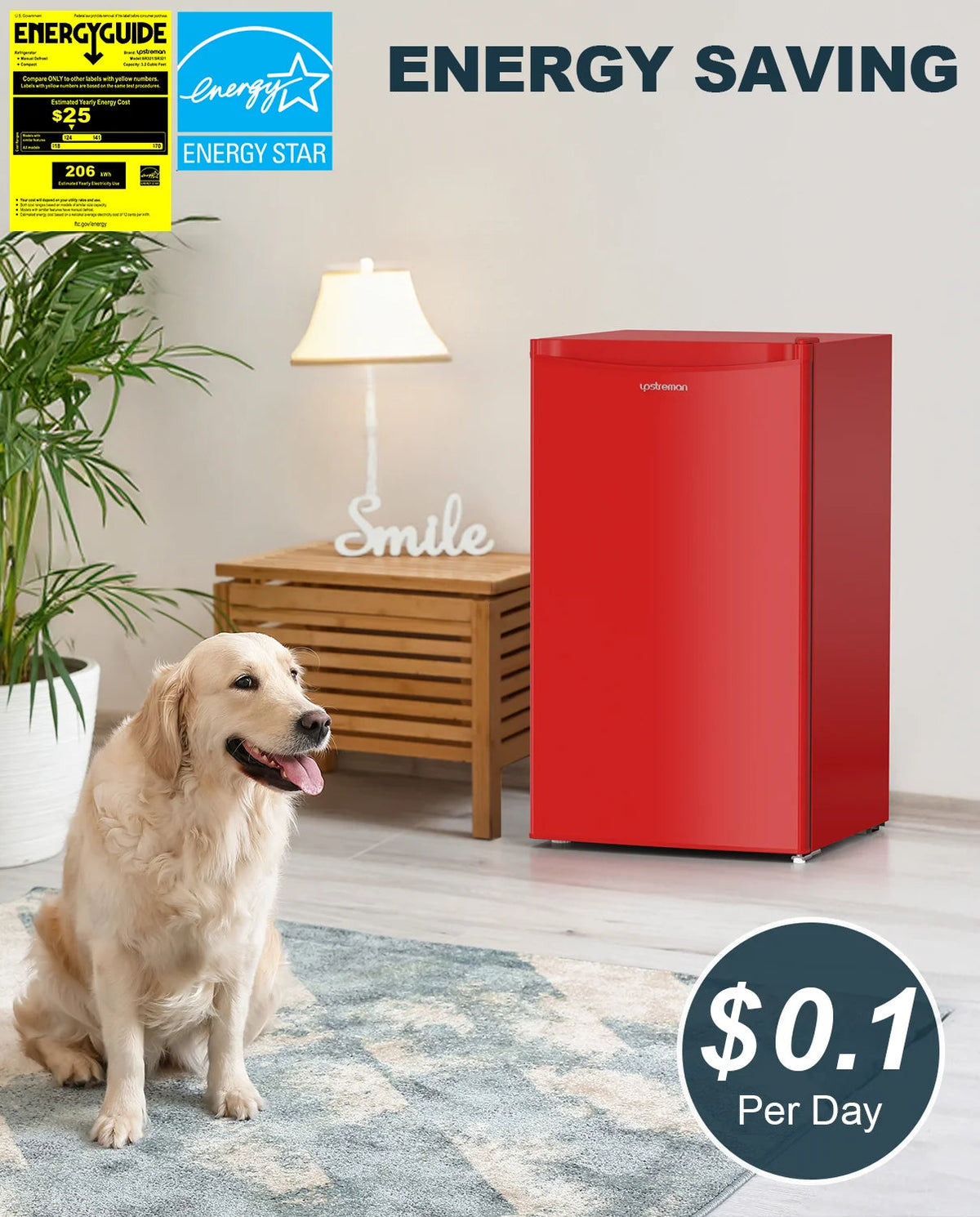 Upstreman 3.2 Cu.Ft. Single Door Mini Refrigerator With Freezer - BR321