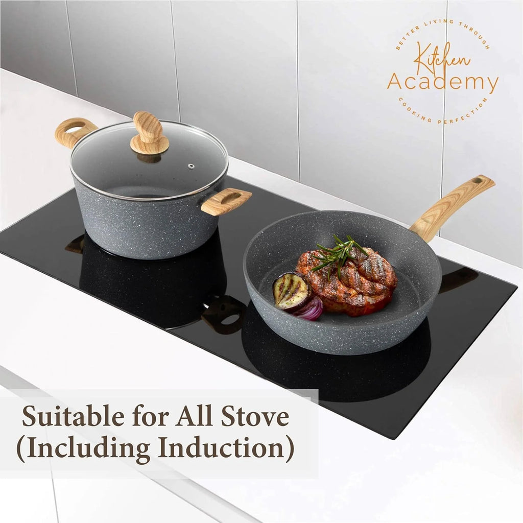 Kitchen Academy 12 Piece Green Granite Nonstick Induction Cookware Set - KA-CS01