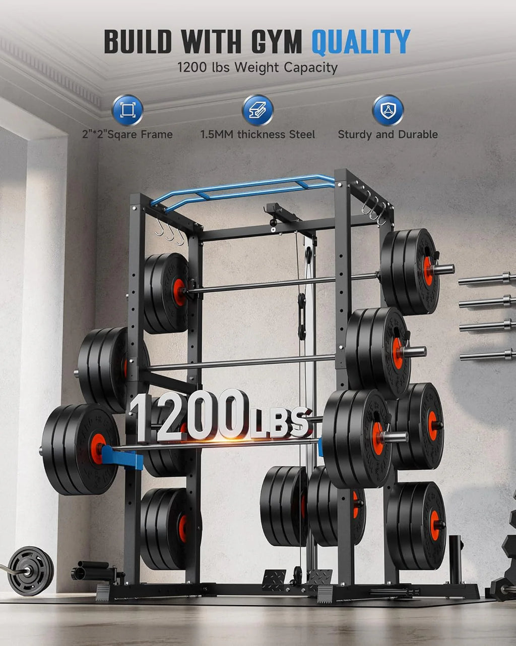 Sportsroyals Power Cage With Lat Pulldown, Black - Power Cage