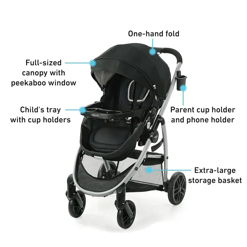 Graco Modes Pramette 3-in-1 Travel System With SnugRide 35 Lite DLX Infant Car Seat, Ellington