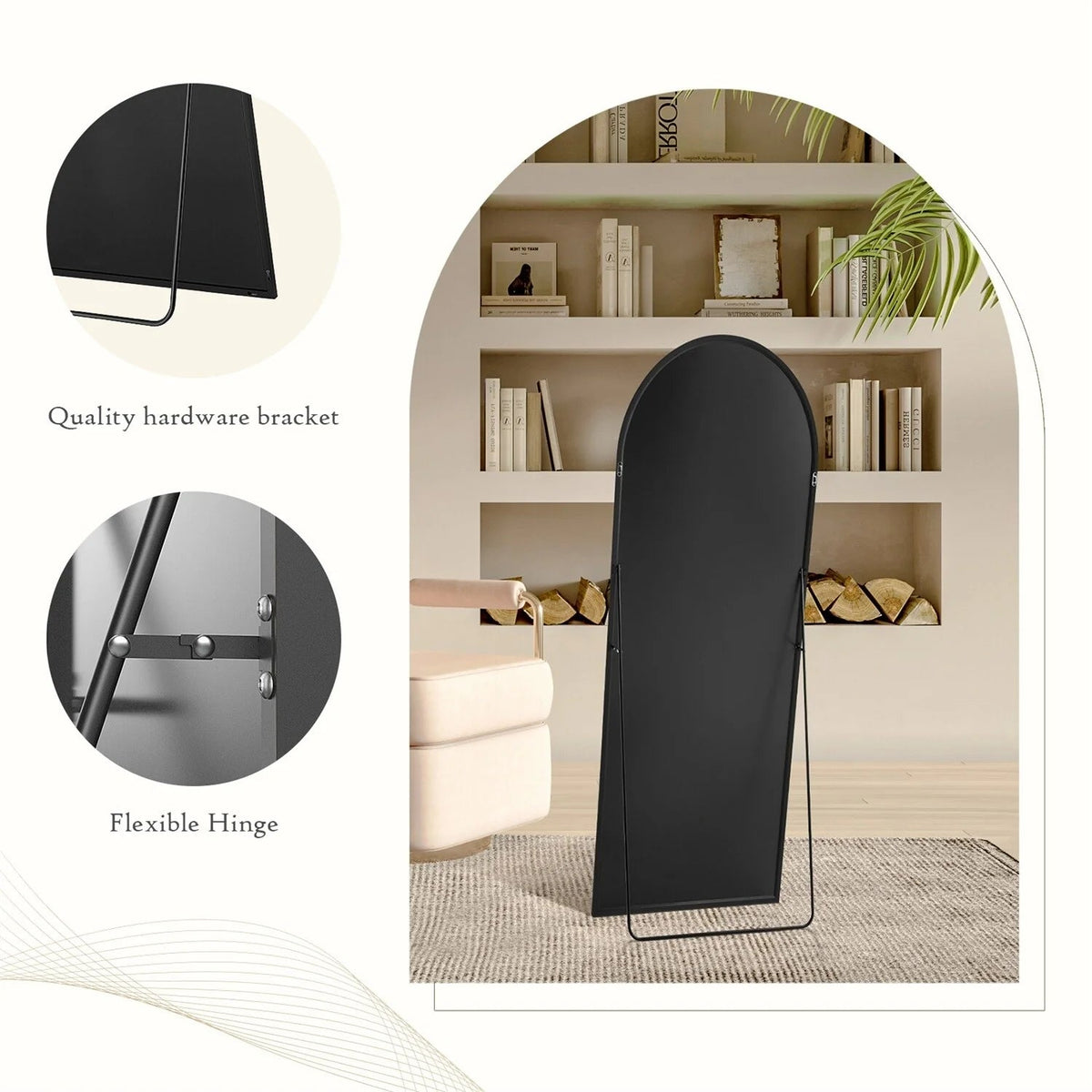 Full-Length Floor Mirror With Stand, Aluminum Alloy Frame - 71x30