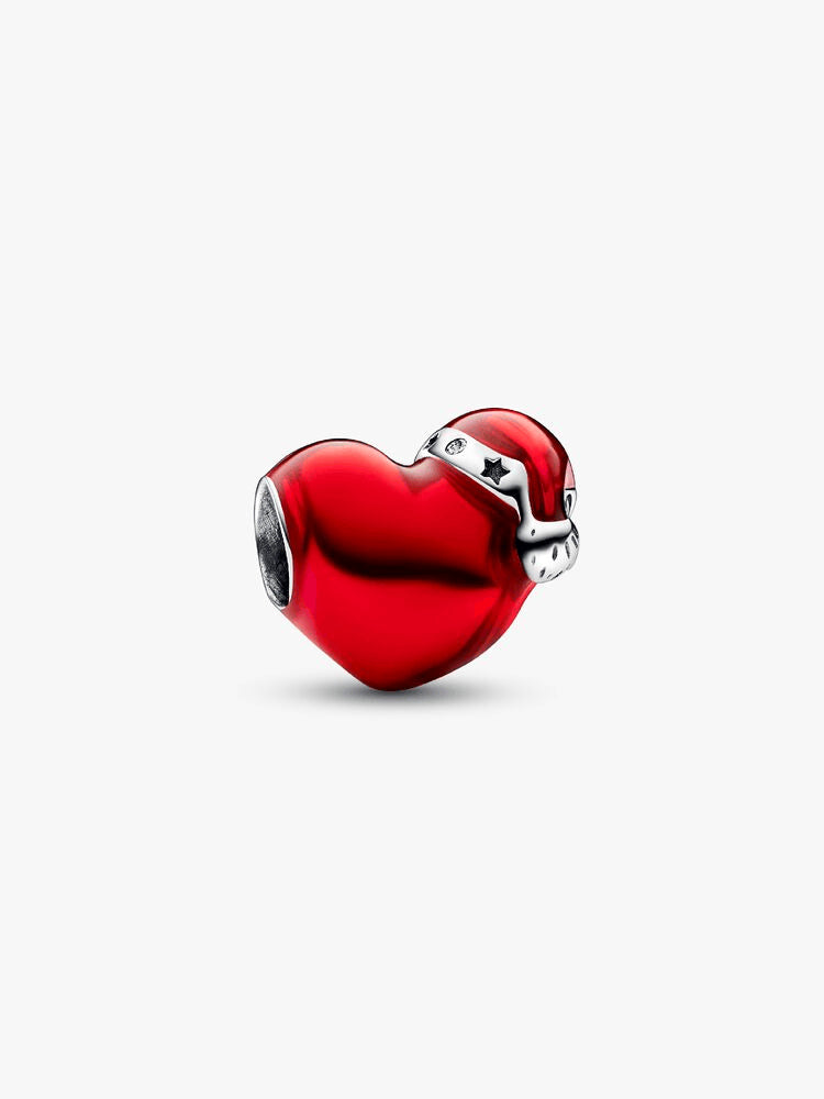 Metallic Red Christmas Heart Charm